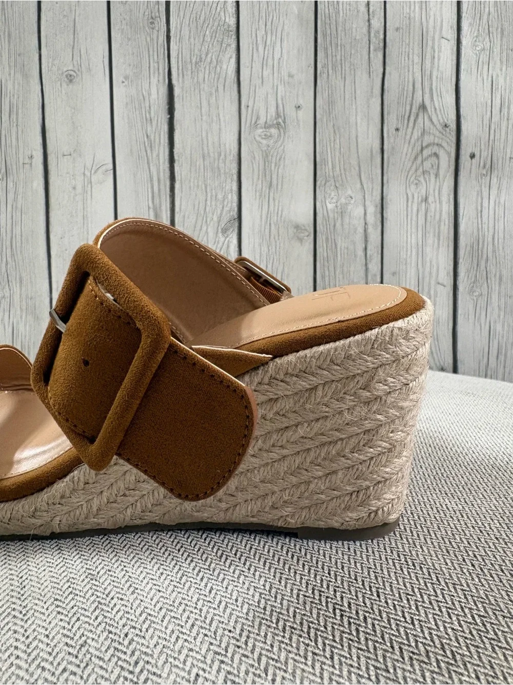 JUSTFAB Itzel Camel Espadrille Wedge Sandals Size 7.5 NIB